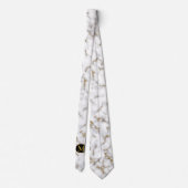 Cravate Marbre blanc Gris & Or Veining Monogramme Mariage (Dos)