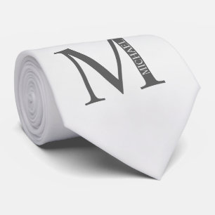 Cravate Marbre blanc Monogramme personnalisé et nom
