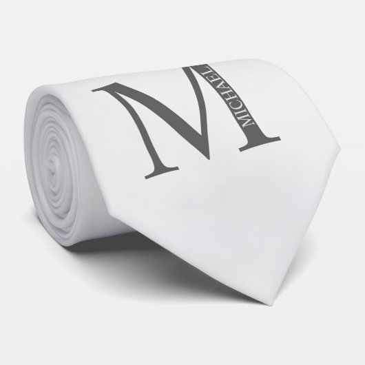 Cravate Marbre blanc Monogramme personnalisé et nom (Roulé)