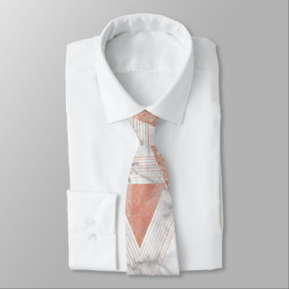Cravate marbre blanc tendance triangles or rose géométriqu