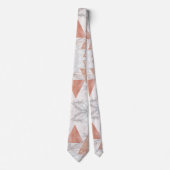 Cravate marbre blanc tendance triangles or rose géométriqu (Devant)