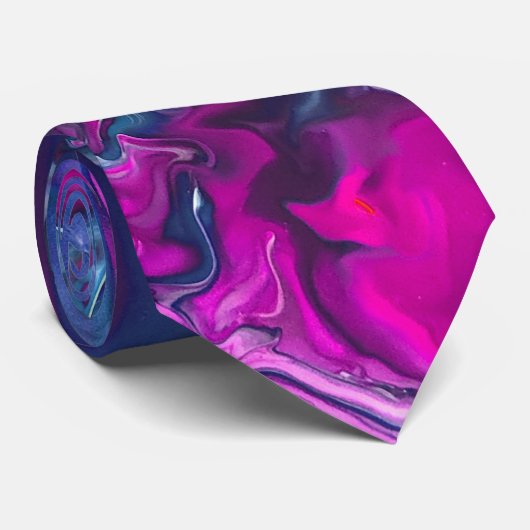 Cravate Marbre bleu et rose Acrylique Abstraction (Roulé)