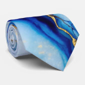 Cravate Marbre bleu or élégant (Roulé)