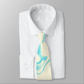 Cravate Marbre cool design en Turquoise et Crème (Attaché)