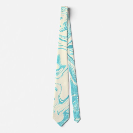 Cravate Marbre cool design en Turquoise et Crème (Devant)