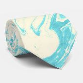 Cravate Marbre cool design en Turquoise et Crème (Roulé)