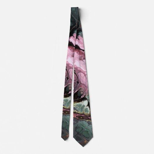 Cravate Marbre dans les tons rose et vert jade teint crava (Dos)