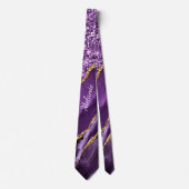 Cravate Marbre de Parties scintillant d'or violet Nom pers (Devant)