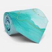 Cravate Marbre d'encre Mint Aqua (Roulé)