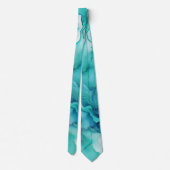 Cravate Marbre d'encre Mint Aqua (Dos)