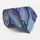 Cravate Marbre d'or bleu violet moderne élégant (Roulé)