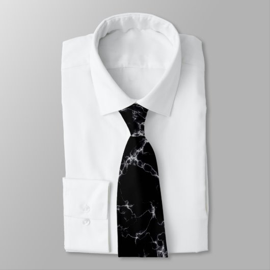 Cravate Marbre élégant style4 - noir et blanc (Attaché)