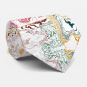 Cravate Marbre fluide tourbillonnant sarcelle et or rose d (Roulé)