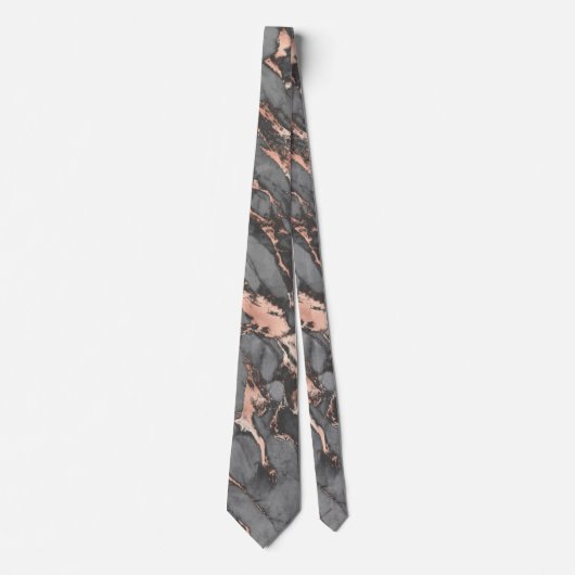 Cravate Marbre gris or rose design moderne (Devant)