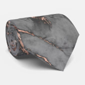 Cravate Marbre gris or rose design moderne (Roulé)