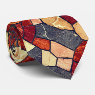 Cravate Marbre Mosaïque de Charbon et de Terracotta Modern