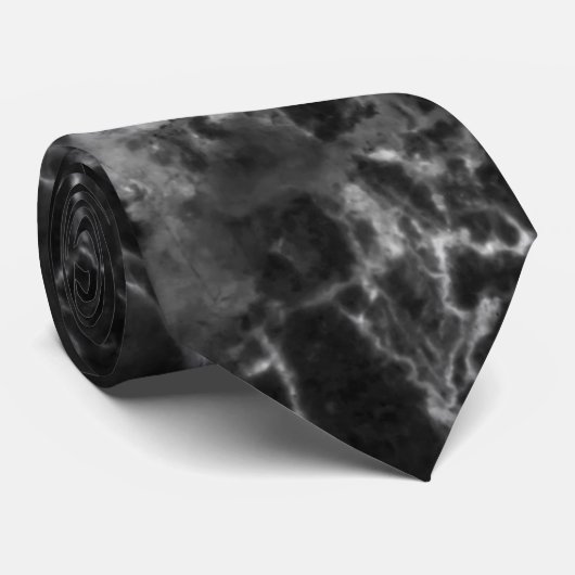 Cravate Marbre Noir Avec Gris (Roulé)