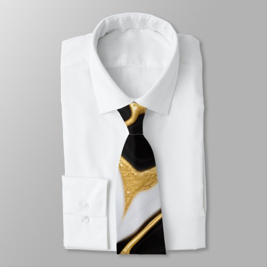 Cravate Marbre noir et or (Attaché)