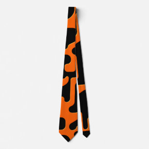 Cravate Marbre noir et orange Abstrait Motif géométrique