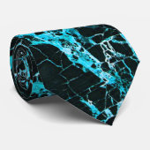 Cravate Marbre noir et turquoise, (Roulé)