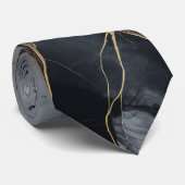 Cravate Marbre noir gris or élégant (Roulé)
