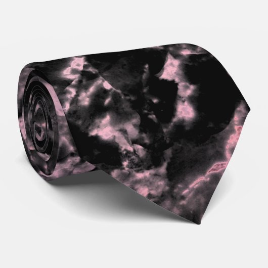 Cravate Marbre rose et noir (Roulé)