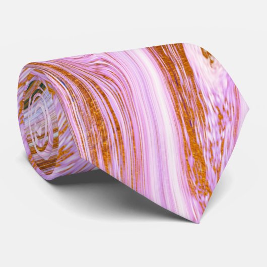 Cravate Marbre rose et orange (Roulé)