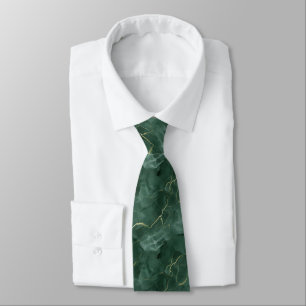 Cravate Marbre Tourbillon Vert Or Hommes