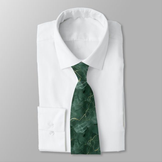 Cravate Marbre Tourbillon Vert Or Hommes (Attaché)