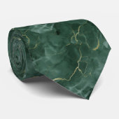Cravate Marbre Tourbillon Vert Or Hommes (Roulé)