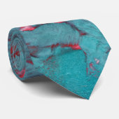 Cravate Marbre tourbillonné turquoise et magenta (Roulé)