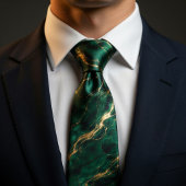 Cravate Marbre vert émeraude et or