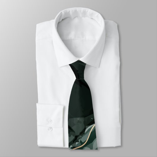 Cravate Marbre vert émeraude et or, Arrière - plan marbré (Attaché)