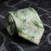 Cravate Marbre vert menthe et or