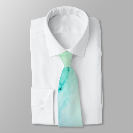 Cravate Marbre vert turquoise, aquarelle motif abstrait (Attaché)