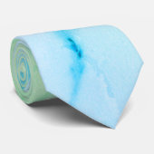 Cravate Marbre vert turquoise, aquarelle motif abstrait (Roulé)