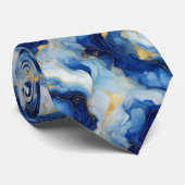 Cravate marbrée bleu et or pour hommes (Roulé)