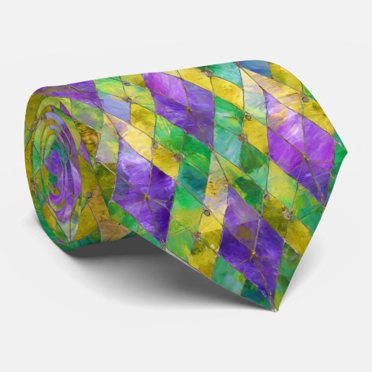 Cravate Mardi Gras Arlequin en verre tendu Imprimer (Roulé)