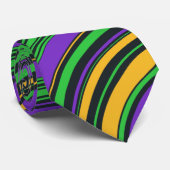 Cravate Mardi Gras Carnaval violet or et vert (Roulé)