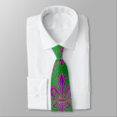 Cravate Mardi Gras Cravate, Mardi Gras Vert Violet Fleur (Attaché)