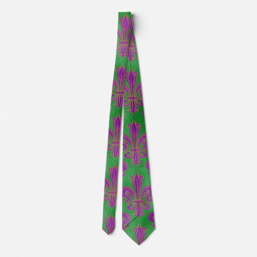 Cravate Mardi Gras Cravate, Mardi Gras Vert Violet Fleur (Dos)