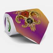 Cravate Mardi gras de Monogram Fleur de Liz de W-Lettre (Roulé)