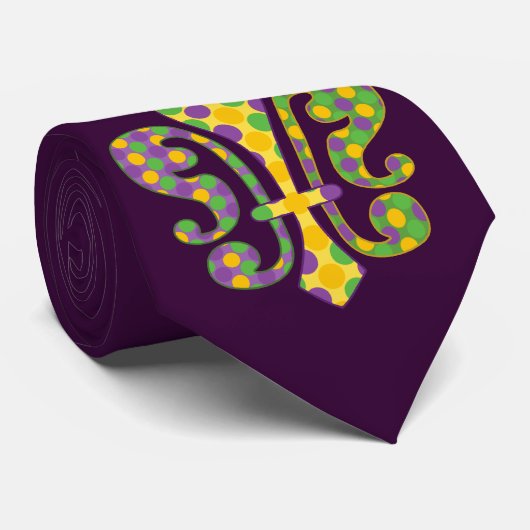 Cravate Mardi gras Fleur de Dots (Roulé)