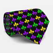 Cravate Mardi Gras Fleur de Lis Motif (Roulé)