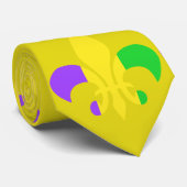 Cravate Mardi Gras Fleur-de-Lis Vert Violet Jaune (Roulé)