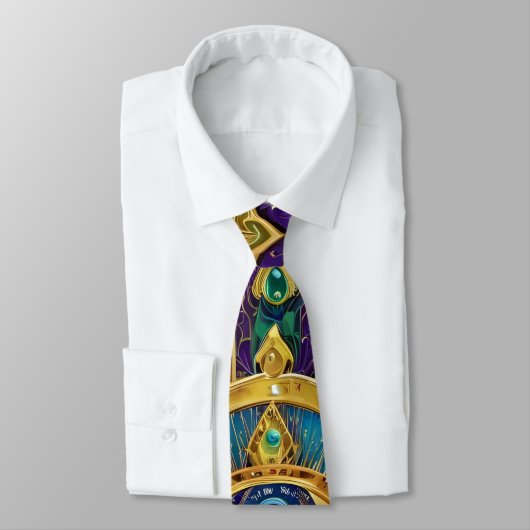 Cravate Mardi Gras Gold violet vert Hamsas Art (Attaché)