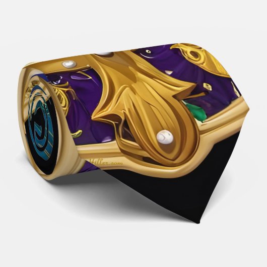 Cravate Mardi Gras Gold violet vert Hamsas Art (Roulé)