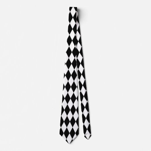 Cravate Mardi Gras Harlequin Hex noir blanc (Devant)