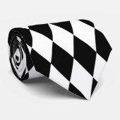 Cravate Mardi Gras Harlequin Hex noir blanc (Roulé)