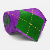 Cravate Mardi Gras, Jacquard vert violet Mardi Gra (Roulé)